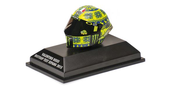 MINICHAMPS VALENTINO ROSSI AGV HELMET 1//8 YAMAHA TEST SEPANG 2015 398150076