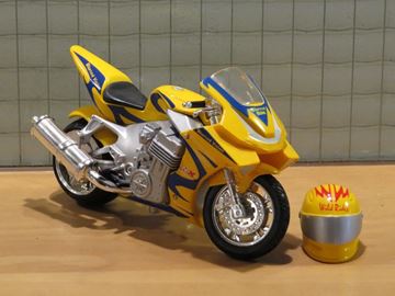 Afbeelding van Future bike yellow 1:18 with helmet