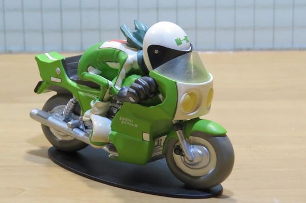 Figurine Joe Bar Team Riton Et Lassemoule Sur Kawasaki 1000 Godier-Genoud 1/18 Résine