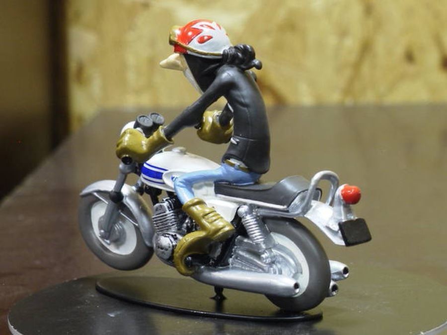 Figurine Joe Bar Team - Jeremy Lasauce Et Sa Kawasaki 500 - Résine Avec Fascicule N°28