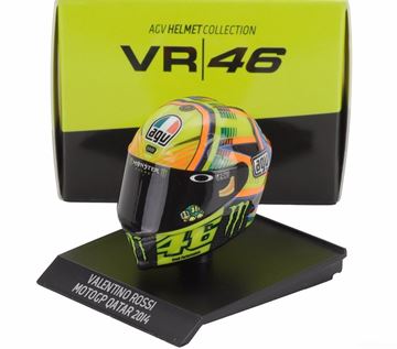 Afbeelding van Valentino Rossi AGV helm 2014 Qatar 1:10 315140056