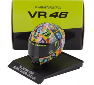 Afbeelding van Valentino Rossi AGV helm 2010 Laguna Seca 1:10 315100096